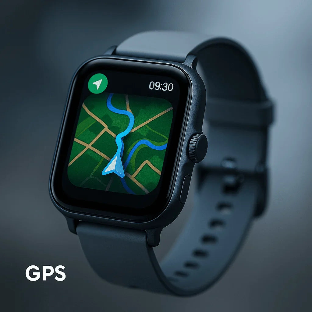 Smartwatch com GPS integrado para rotas e localização.