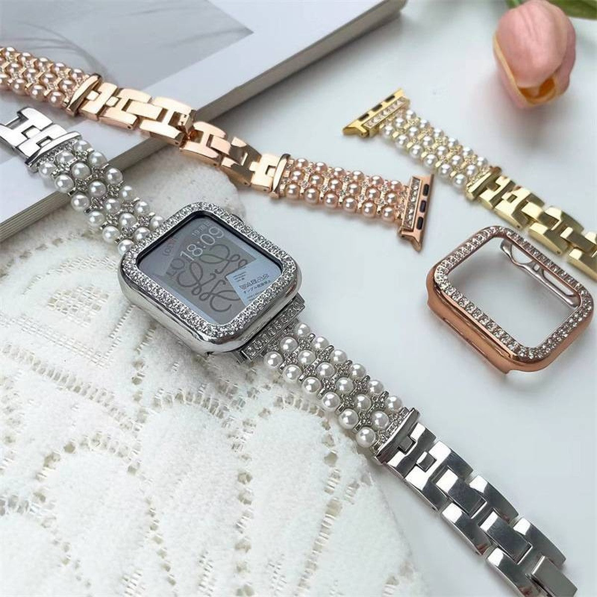 Pulseira Pérola Luxo 42/44/45/47/49 mm