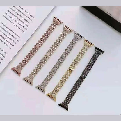 Pulseira de Aço com Cristais Luxo 42/44/45/47/49 mm