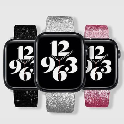 Pulseira de Couro com Glitter Luxo 38/40/41 mm