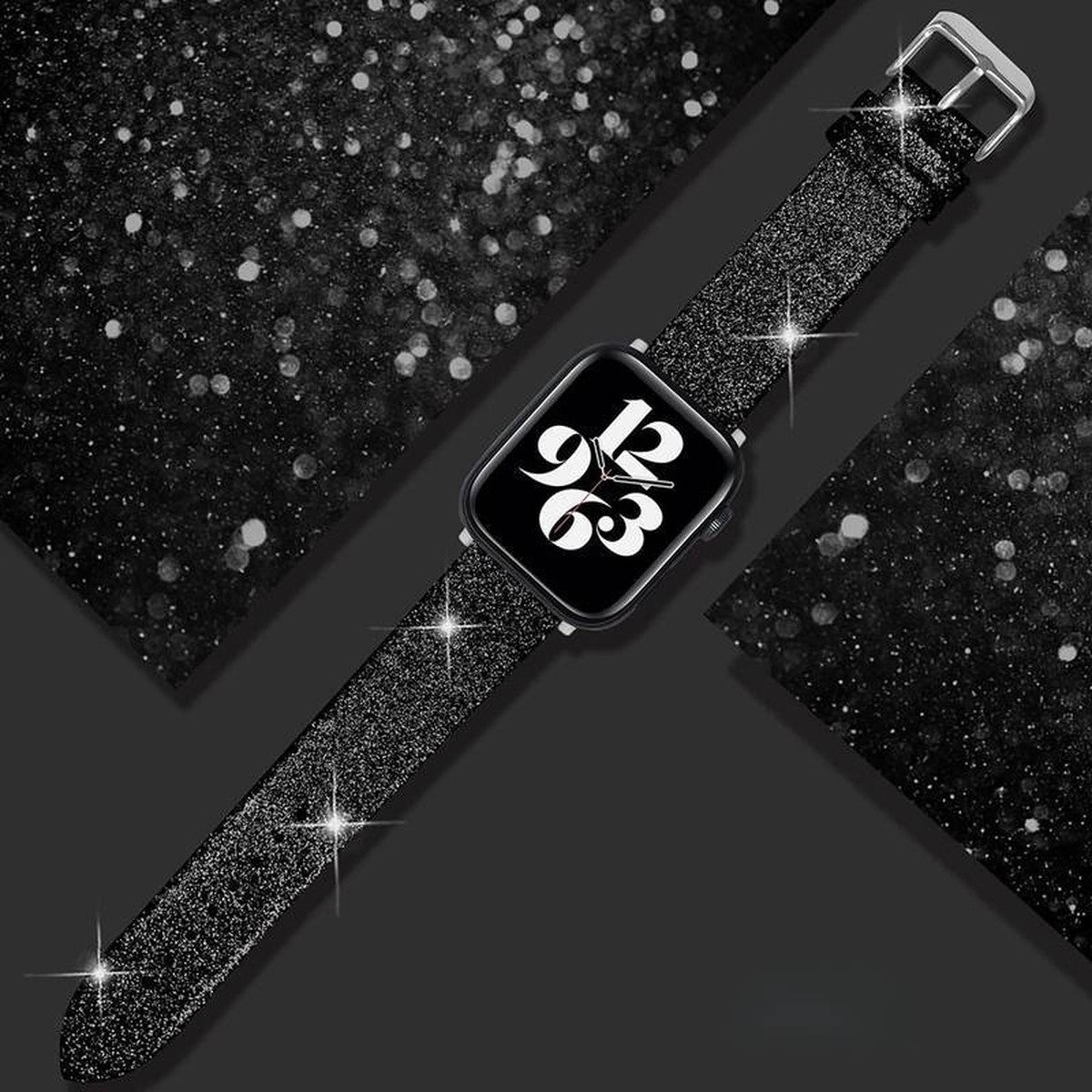 Pulseira de Couro com Glitter Luxo 38/40/41 mm