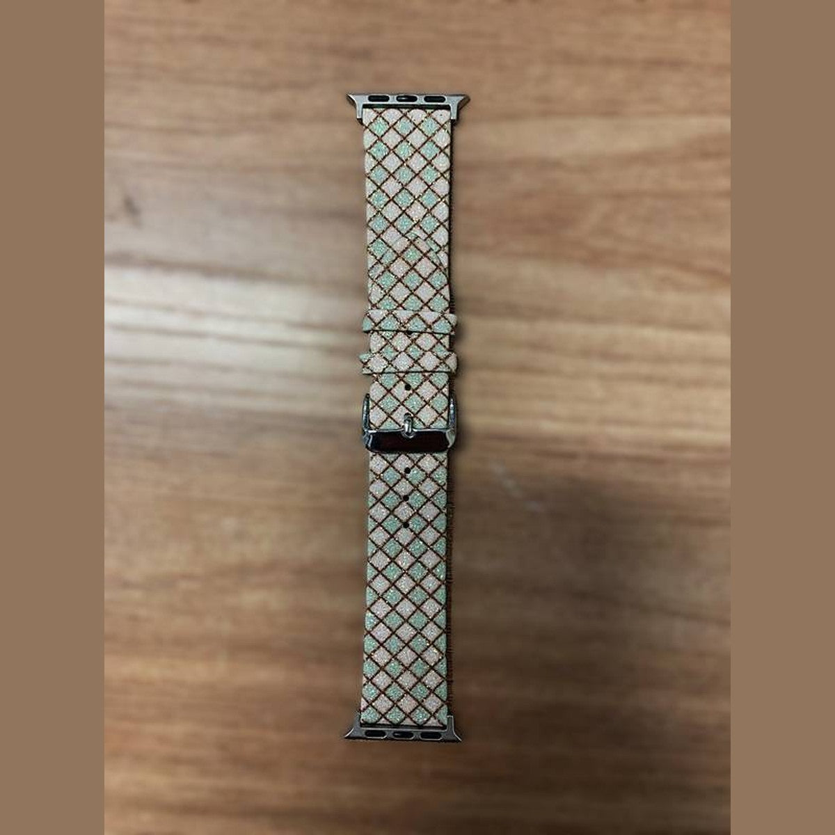 Pulseira de Couro Xadrez Luxo 38/40/41 mm