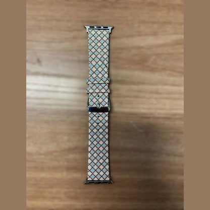 Pulseira de Couro Xadrez Luxo 38/40/41 mm