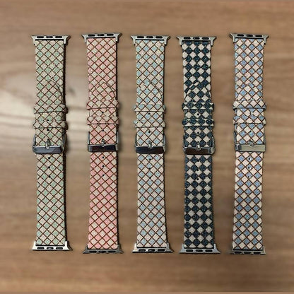 Pulseira de Couro Xadrez Luxo 38/40/41 mm
