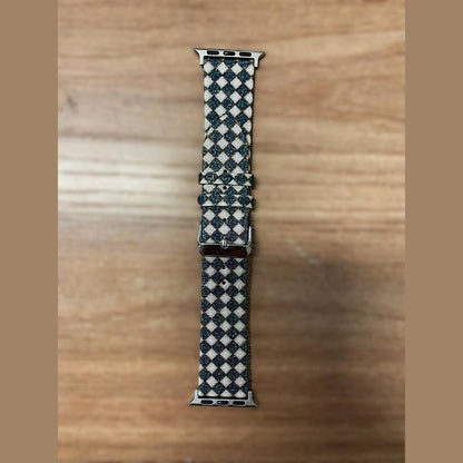 Pulseira de Couro Xadrez Luxo 38/40/41 mm