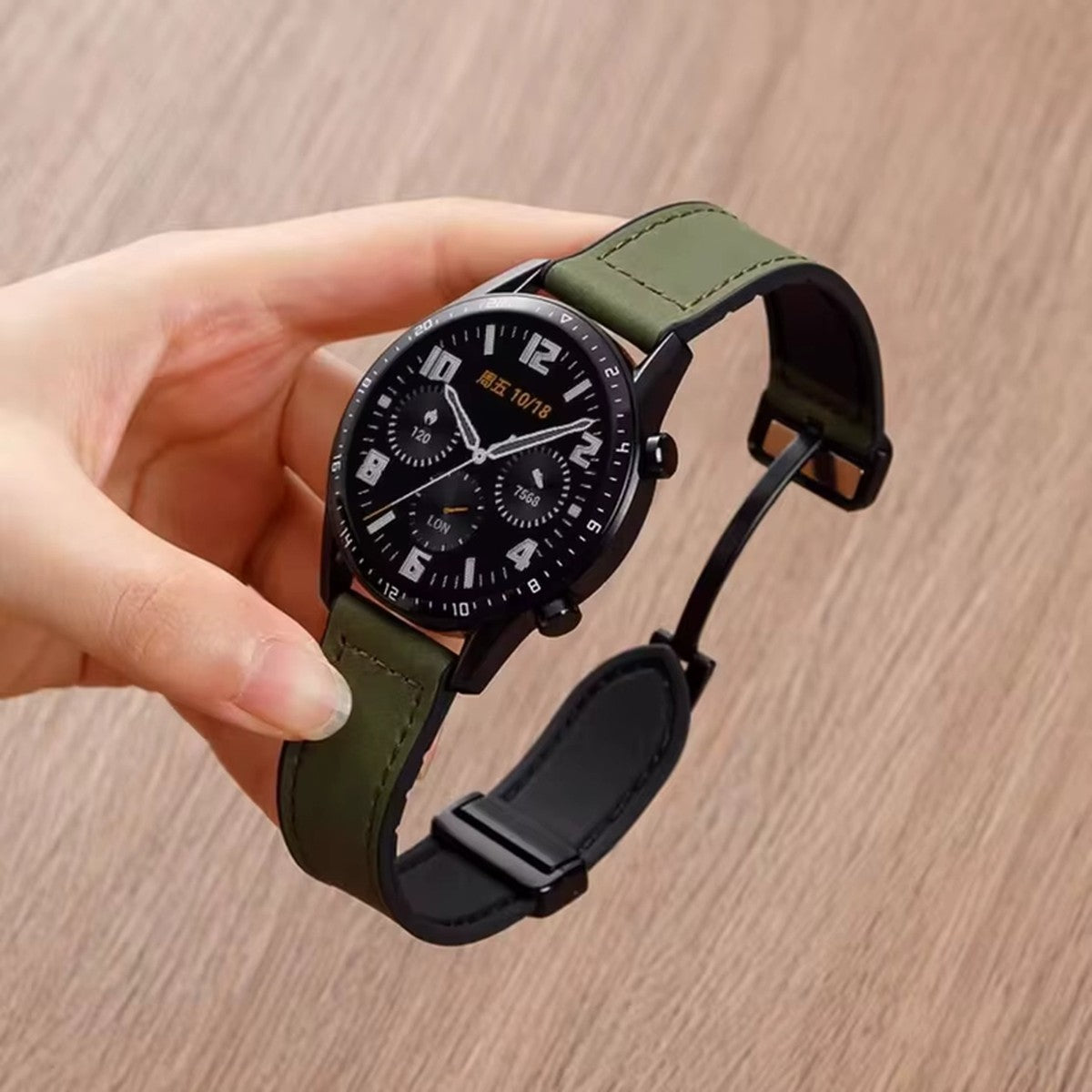 Pulseira de Couro Magnética Dobrável Luxo Pino 22 mm