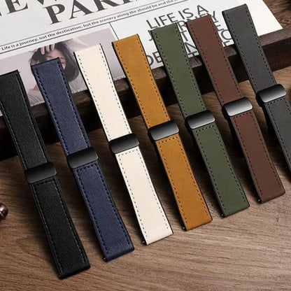 Pulseira de Couro Magnética Dobrável Luxo Pino 22 mm