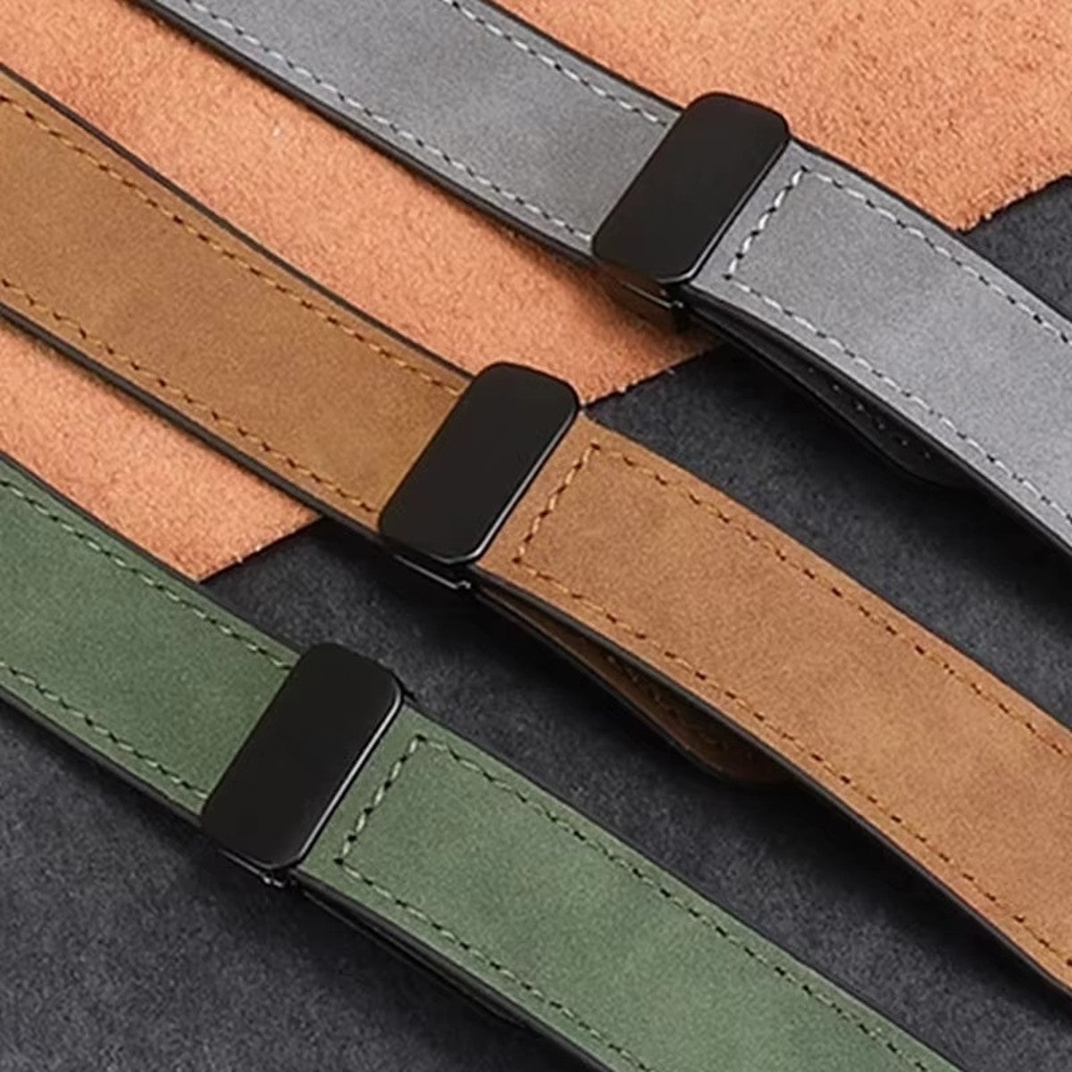 Pulseira de Couro Magnética Dobrável Luxo Pino 22 mm