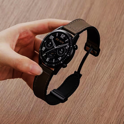 Pulseira de Couro Magnética Dobrável Luxo Pino 22 mm