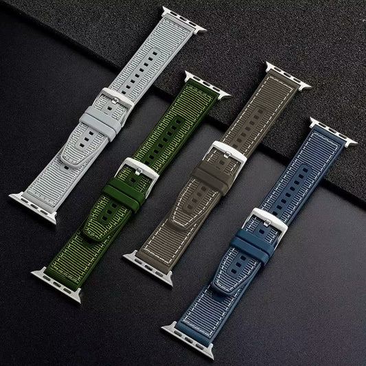 Pulseira Silicone e Nylon Premium 42/44/45/47/49 mm