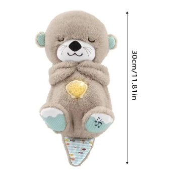 Brinquedo de pelúcia para dormir infantil, urso respirador, lontra calmante, som e luz, presente para bebê - HatCat