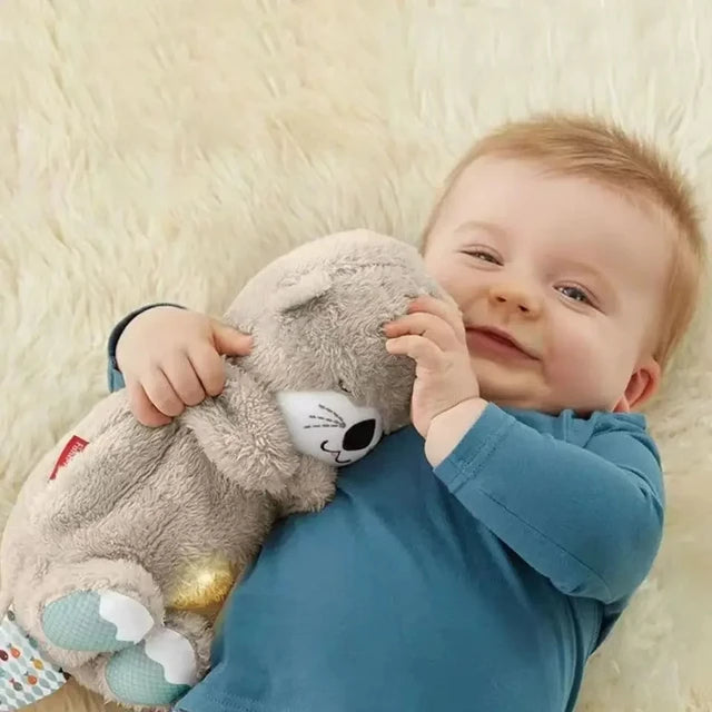 Brinquedo de pelúcia para dormir infantil, urso respirador, lontra calmante, som e luz, presente para bebê - HatCat