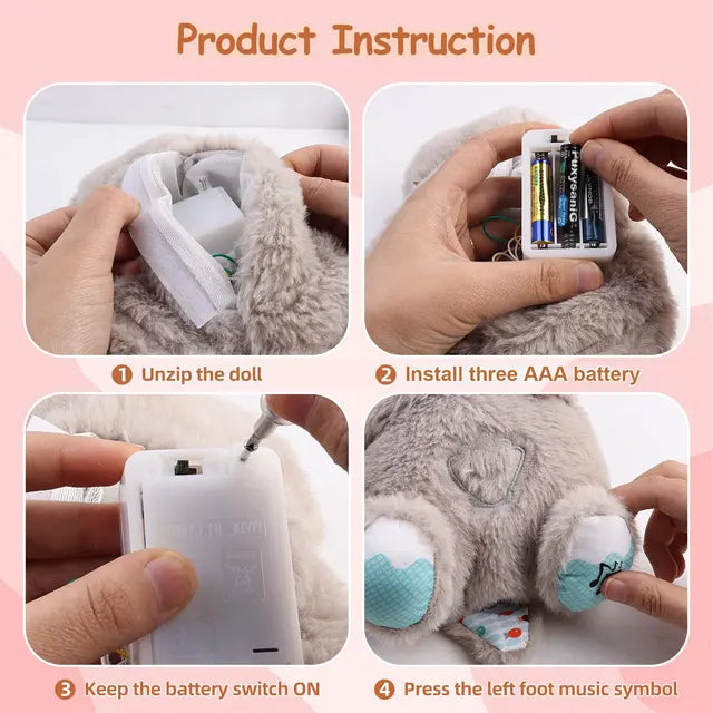 Brinquedo de pelúcia para dormir infantil, urso respirador, lontra calmante, som e luz, presente para bebê - HatCat