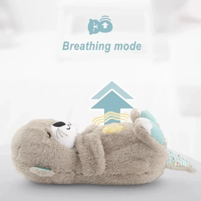 Brinquedo de pelúcia para dormir infantil, urso respirador, lontra calmante, som e luz, presente para bebê - HatCat
