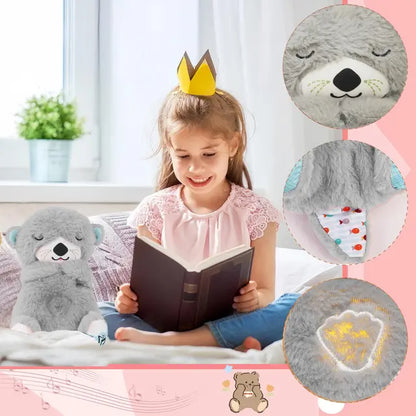 Brinquedo de pelúcia para dormir infantil, urso respirador, lontra calmante, som e luz, presente para bebê - HatCat