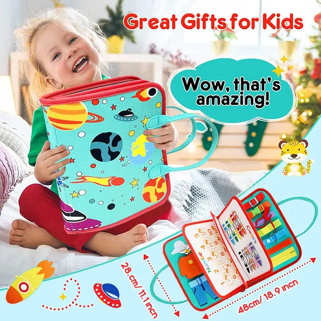 Busy Board Montessori Toys for Toddlers, Brinquedo Sensorial, Aprendizagem Pré-Escolar, Atividades de Viagem Educativas para Meninos, Habilidades Motoras Finas
