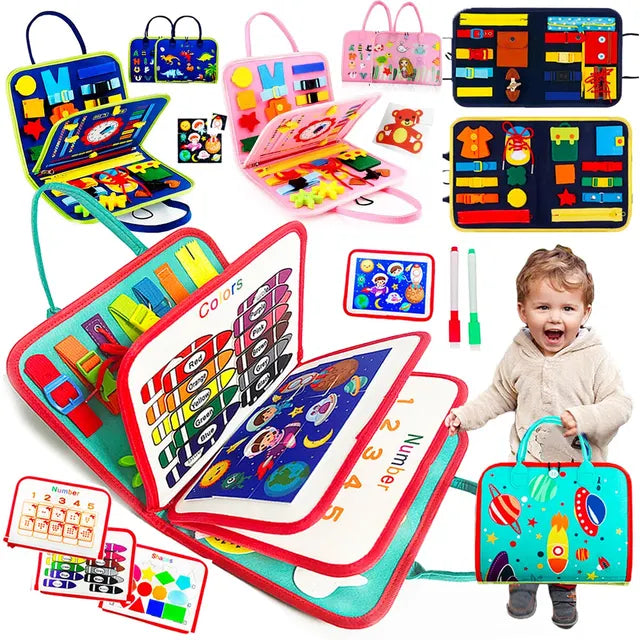 Busy Board Montessori Toys for Toddlers, Brinquedo Sensorial, Aprendizagem Pré-Escolar, Atividades de Viagem Educativas para Meninos, Habilidades Motoras Finas