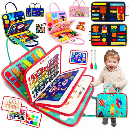 Busy Board Montessori Toys for Toddlers, Brinquedo Sensorial, Aprendizagem Pré-Escolar, Atividades de Viagem Educativas para Meninos, Habilidades Motoras Finas