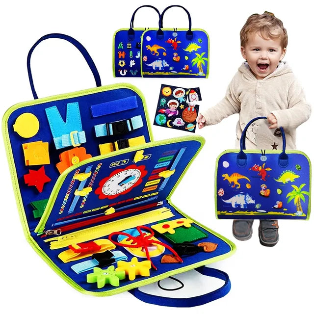 Busy Board Montessori Toys for Toddlers, Brinquedo Sensorial, Aprendizagem Pré-Escolar, Atividades de Viagem Educativas para Meninos, Habilidades Motoras Finas