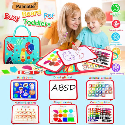 Busy Board Montessori Toys for Toddlers, Brinquedo Sensorial, Aprendizagem Pré-Escolar, Atividades de Viagem Educativas para Meninos, Habilidades Motoras Finas