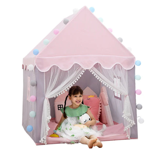 Large  Kids Tents Tipi Baby Play House Child Toy Tent 1.35M Wigwam Folding Girls Pink Princess Castle Child Room Decor