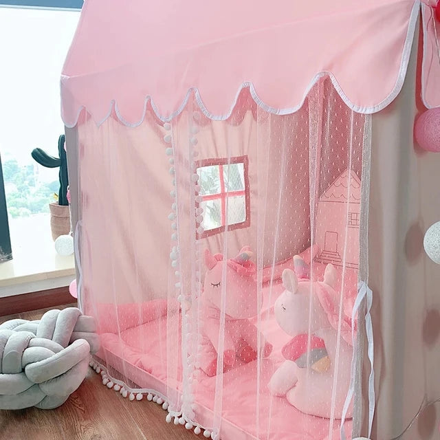 Large  Kids Tents Tipi Baby Play House Child Toy Tent 1.35M Wigwam Folding Girls Pink Princess Castle Child Room Decor