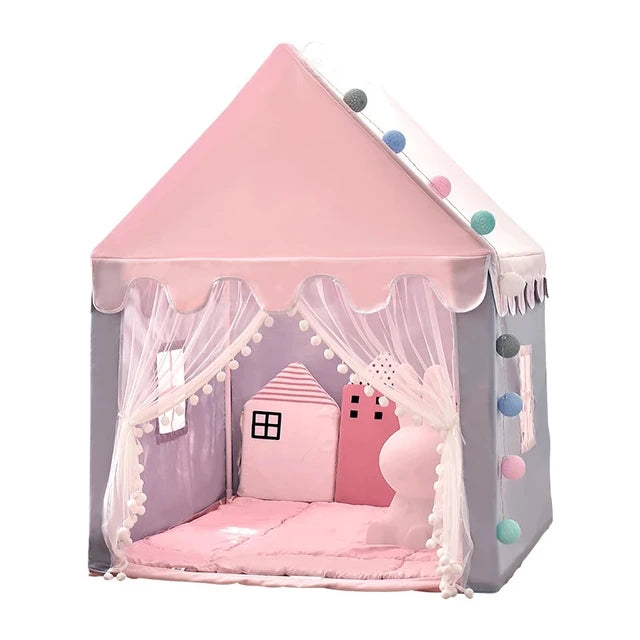Large  Kids Tents Tipi Baby Play House Child Toy Tent 1.35M Wigwam Folding Girls Pink Princess Castle Child Room Decor